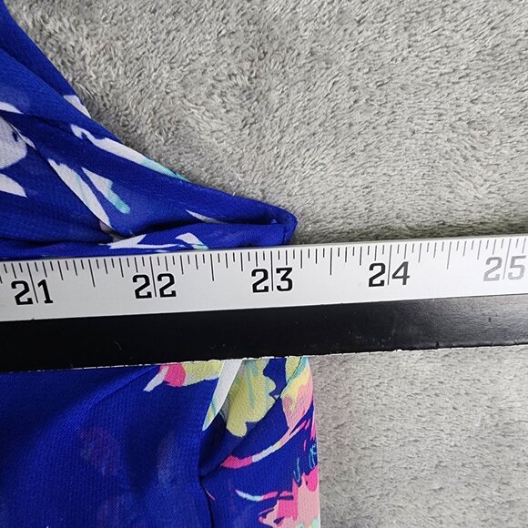 Women's Worthington Woman Floral Print Chiffon Blouse Sheer V Neck 3/4 Sleeve 1X - Picture 10 of 12